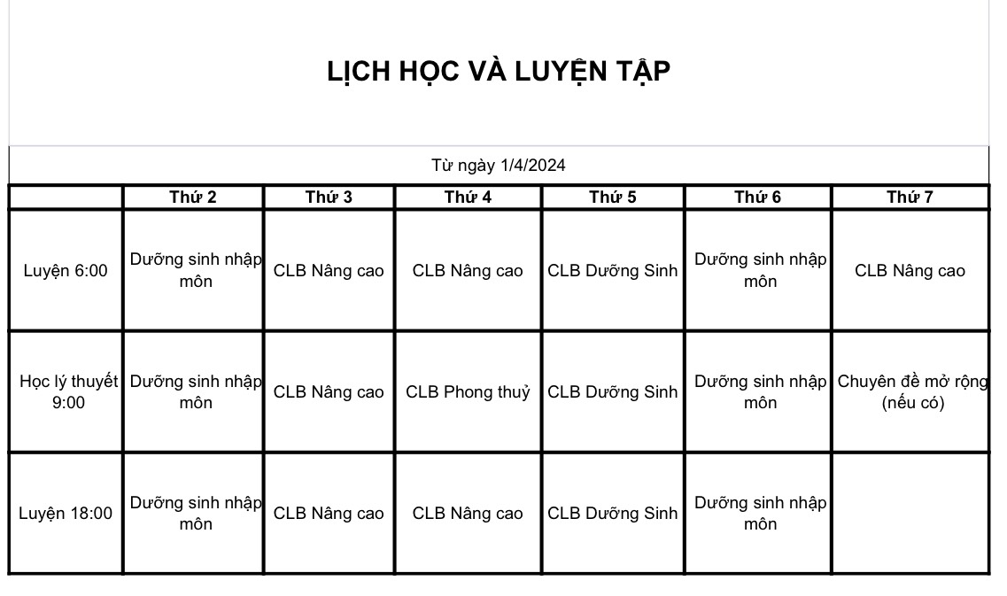 Hình Lịch học và luyện tập từ 15-04-2024